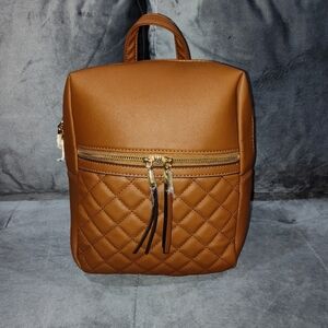 NWT E-HANDBAGS VEGAN QUITED LEATHER 3 WAY BACKPACK & SHOULDER BAG 11" × 9"